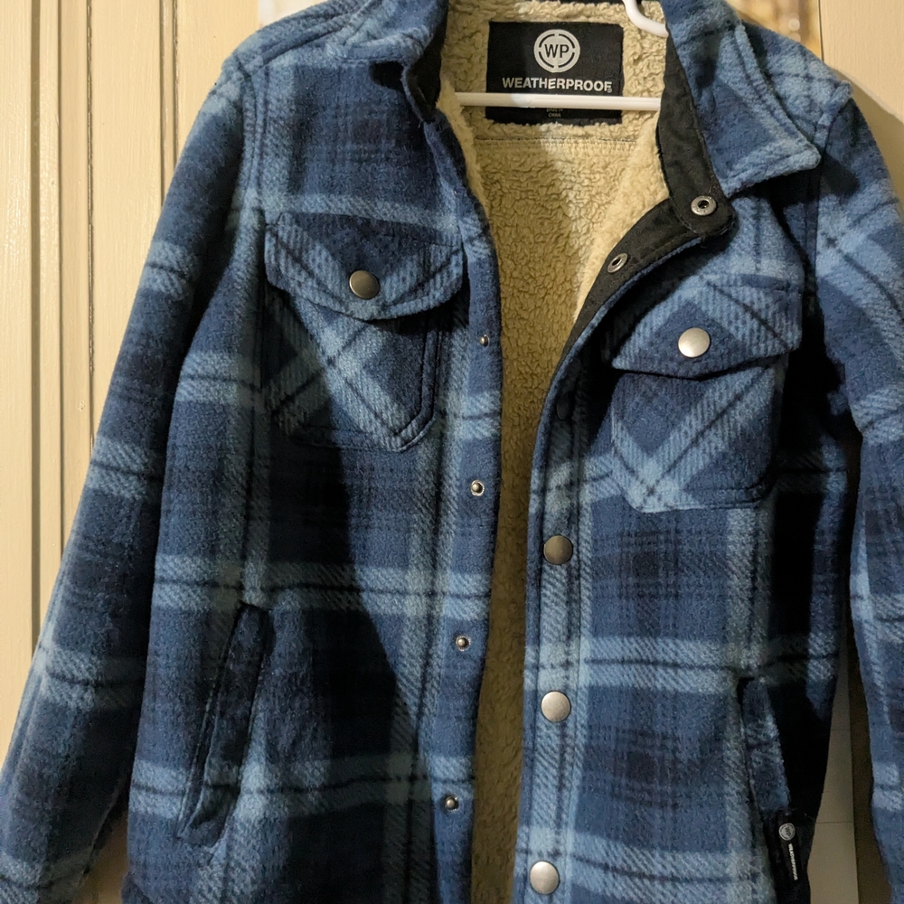 Weatherproof Boys Blue Plaid Shirt Jacket